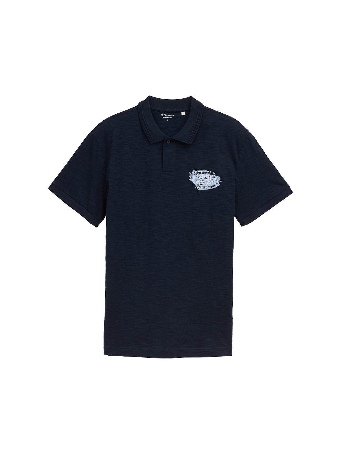 TOM TAILOR Herren Poloshirt aus Baumwolle mit Print, blau, Uni, Gr. XXL von Tom Tailor