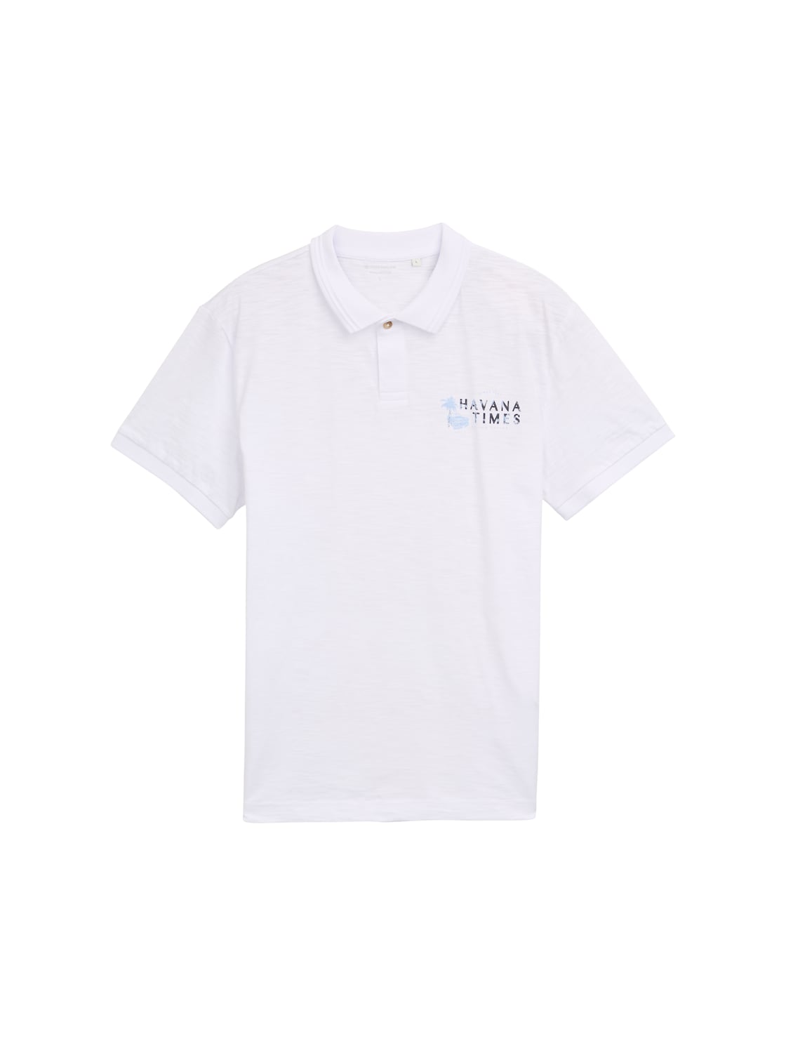 TOM TAILOR Herren Poloshirt aus Baumwolle mit Print, weiß, Uni, Gr. XXL von Tom Tailor