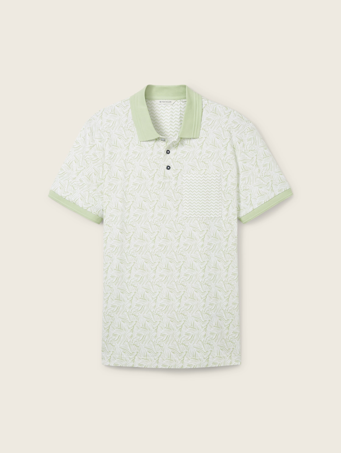 TOM TAILOR Herren Poloshirt mit Allover Print, grün, Allover Print, Gr. XL von Tom Tailor