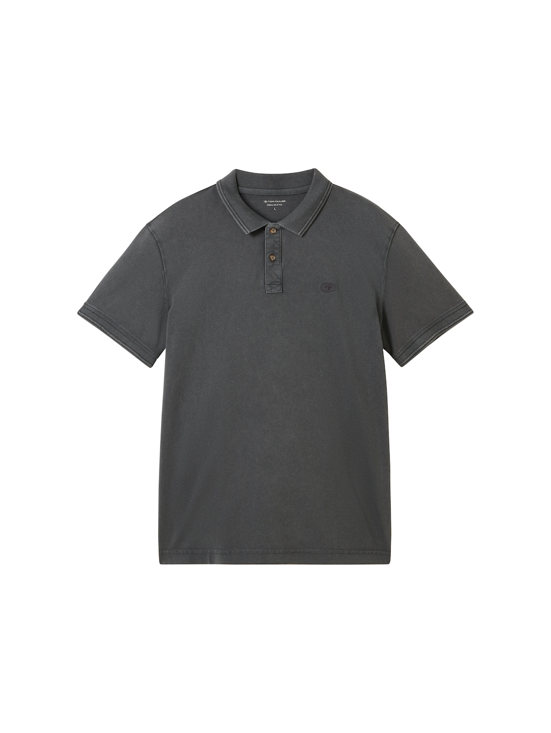 TOM TAILOR Herren Poloshirt mit Logo Stickerei, schwarz, Uni, Gr. L von Tom Tailor