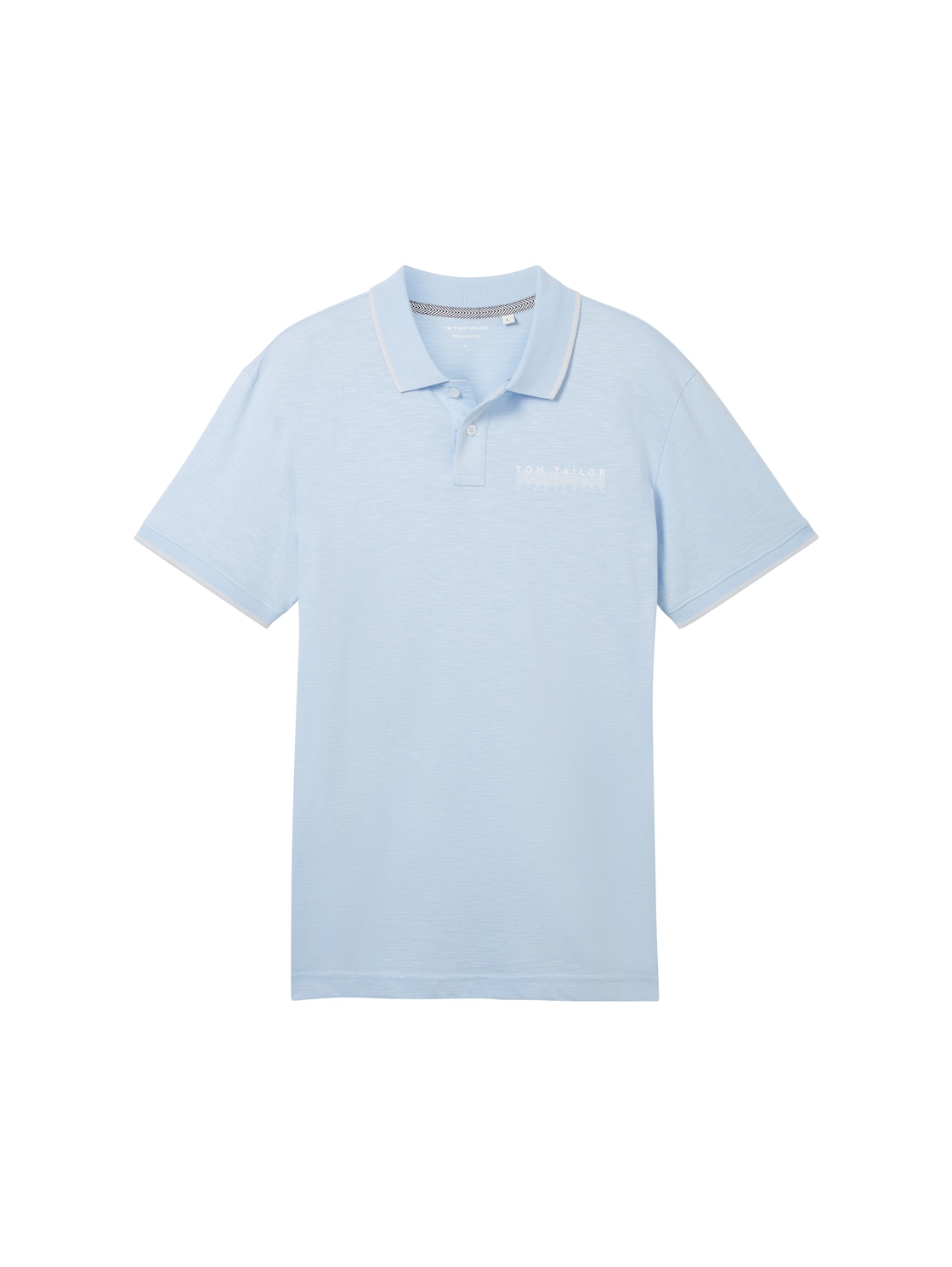 TOM TAILOR Herren Poloshirt mit Logoprint, blau, Streifenmuster, Gr. L von Tom Tailor