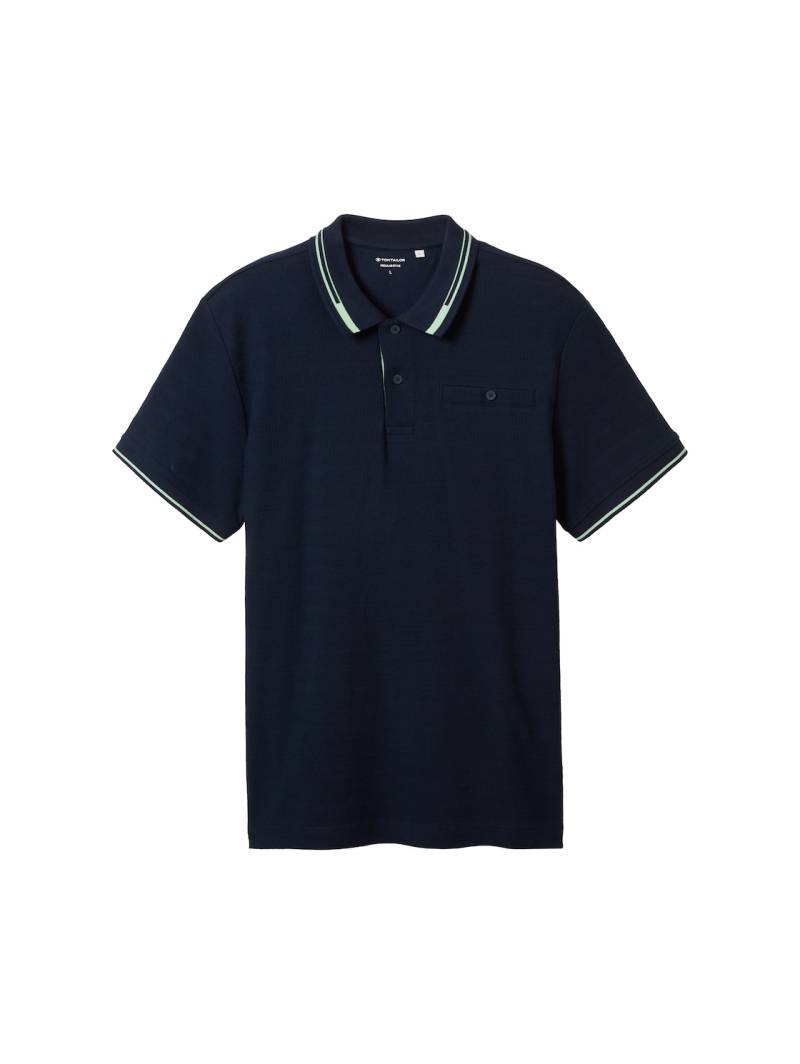 TOM TAILOR Herren Poloshirt mit Struktur, blau, Uni, Gr. L von Tom Tailor