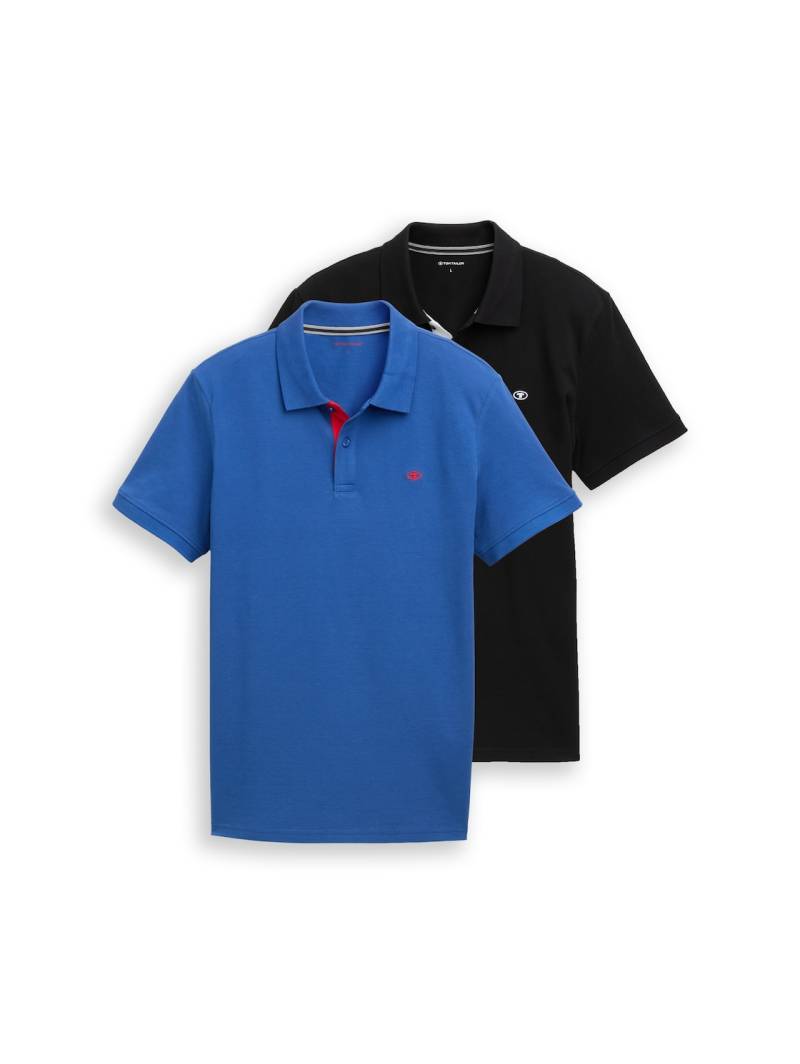 TOM TAILOR Herren Poloshirts im 2er-Pack, blau, Uni, Gr. XXXL von Tom Tailor