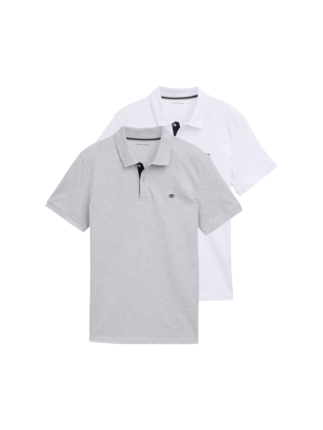 TOM TAILOR Herren Poloshirts im 2er-Pack, grau, Meliert, Gr. M von Tom Tailor