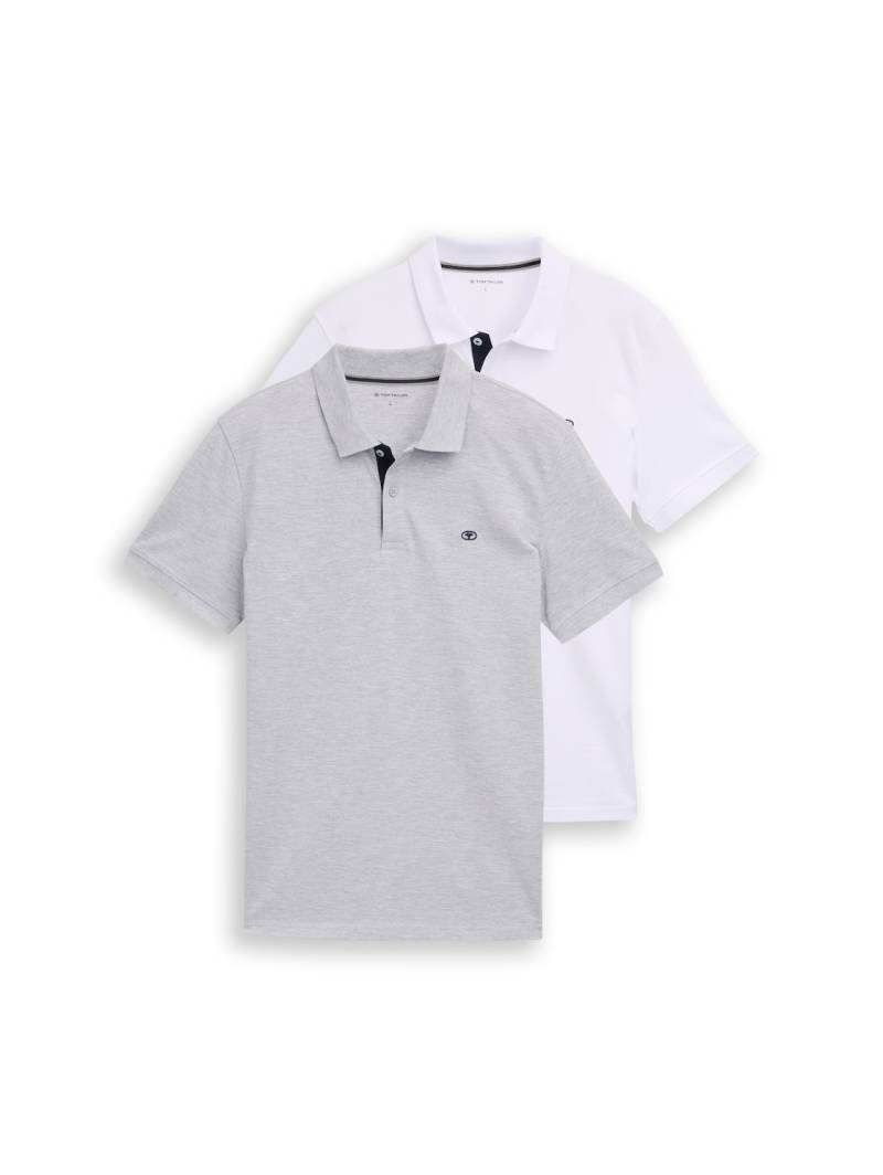 TOM TAILOR Herren Poloshirts im 2er-Pack, grau, Meliert, Gr. XL von Tom Tailor