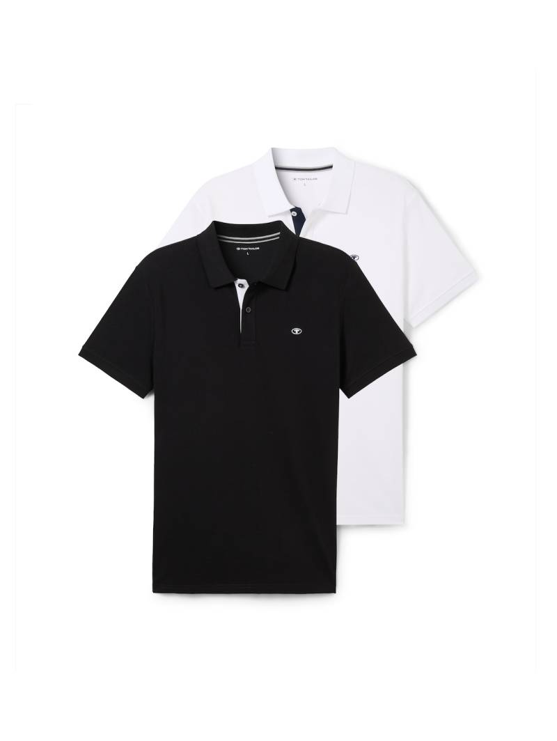 TOM TAILOR Herren Poloshirts im 2er-Pack, weiß, Uni, Gr. XXL von Tom Tailor