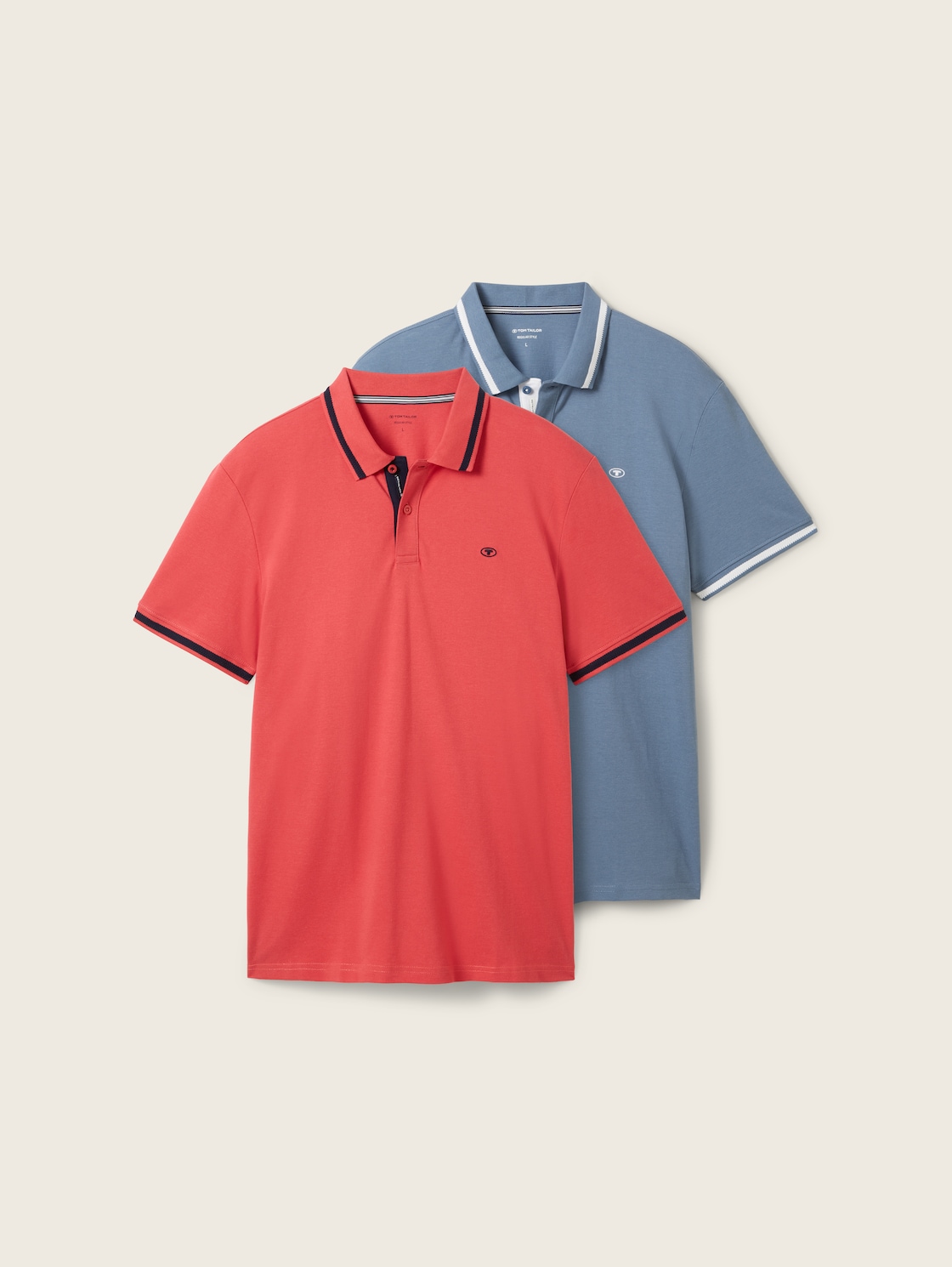 TOM TAILOR Herren Poloshirts im Doppelpack, rot, Uni, Gr. M von Tom Tailor