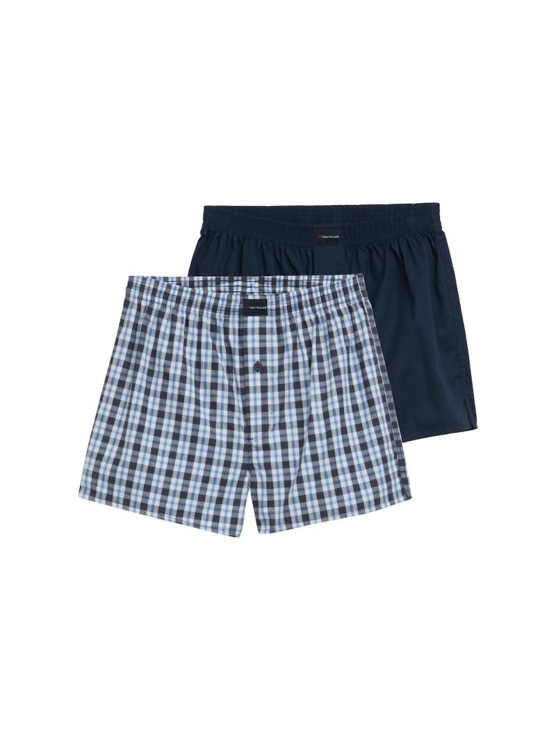 TOM TAILOR Herren Mittellange Boxershorts mit Karomuster im 2-erPack, blau, Kariert, Gr. L/6 von Tom Tailor