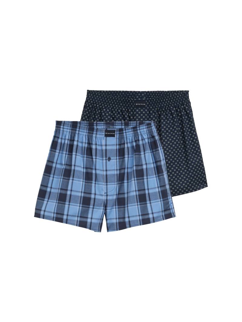 TOM TAILOR Herren Popeline Boxershorts im 2er-Pack, blau, Kariert, Gr. XL/7 von Tom Tailor