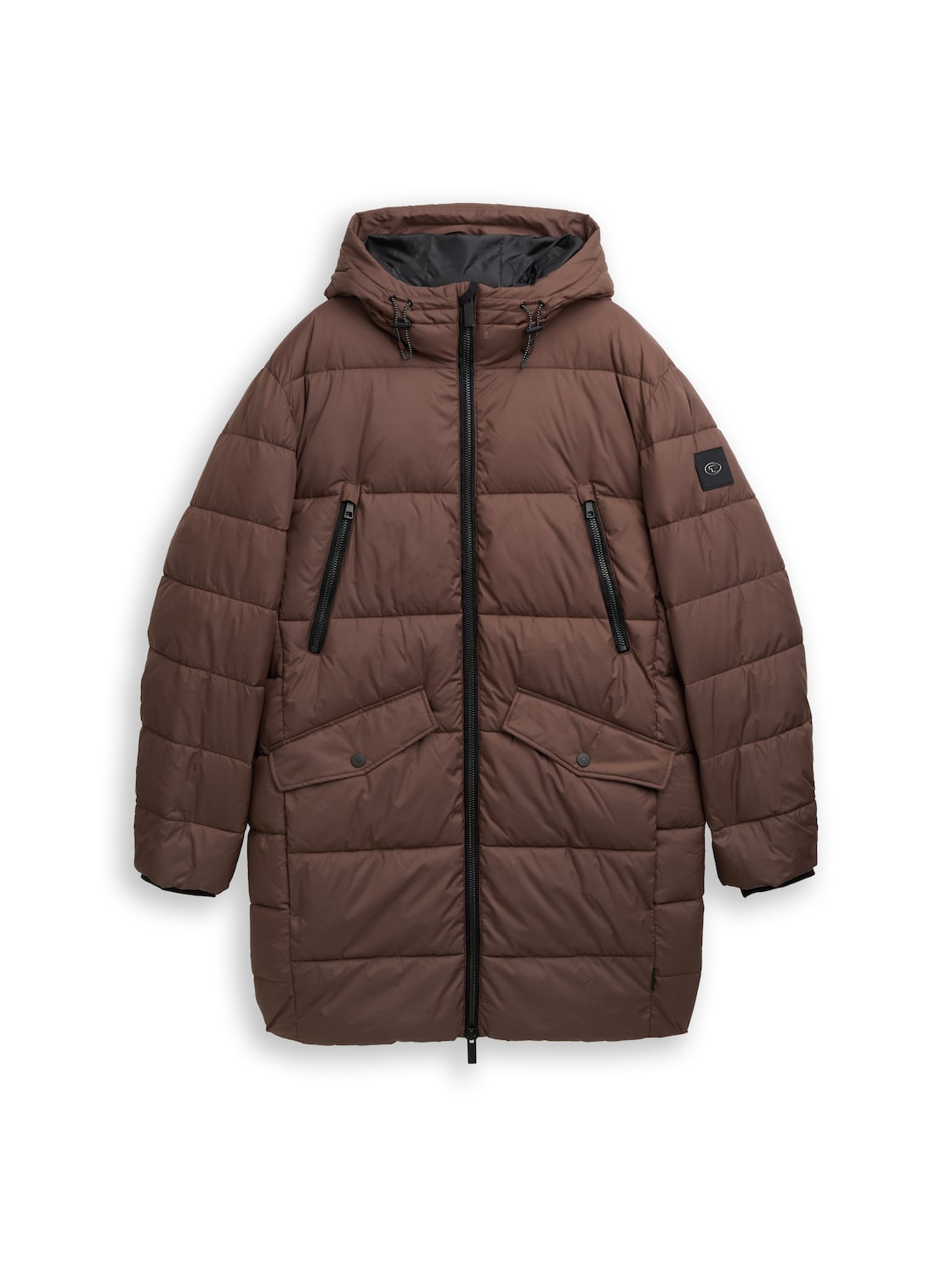 TOM TAILOR Herren Puffer Parka mit Kapuze, braun, Uni, Gr. XXL von Tom Tailor