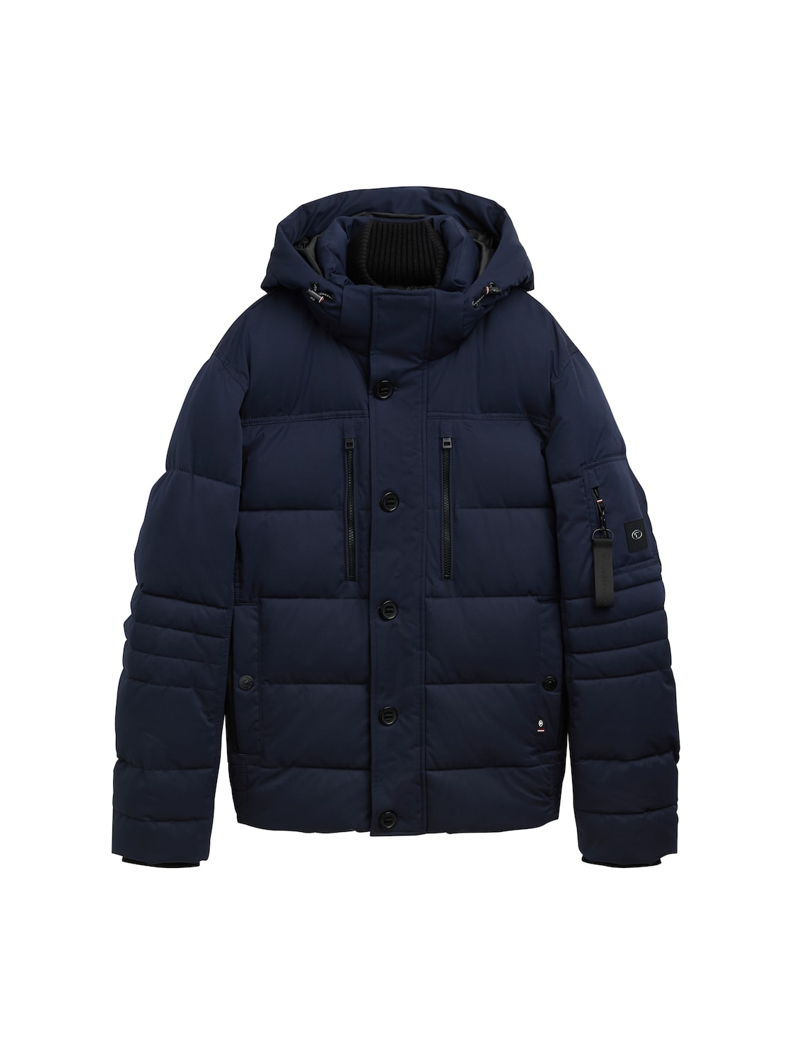 TOM TAILOR Herren Pufferjacke mit abnehmbarer Kapuze, blau, Uni, Gr. S von Tom Tailor