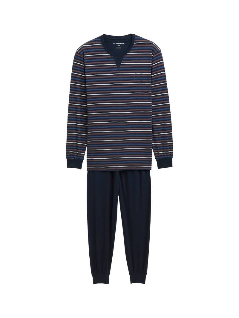 TOM TAILOR Herren Pyjama-Set mit Streifenmuster, blau, Gestreift, Gr. 50 von Tom Tailor
