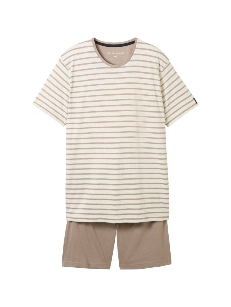 TOM TAILOR Herren Pyjama-Set mit Streifenmuster, grau, Gestreift, Gr. 48 von Tom Tailor