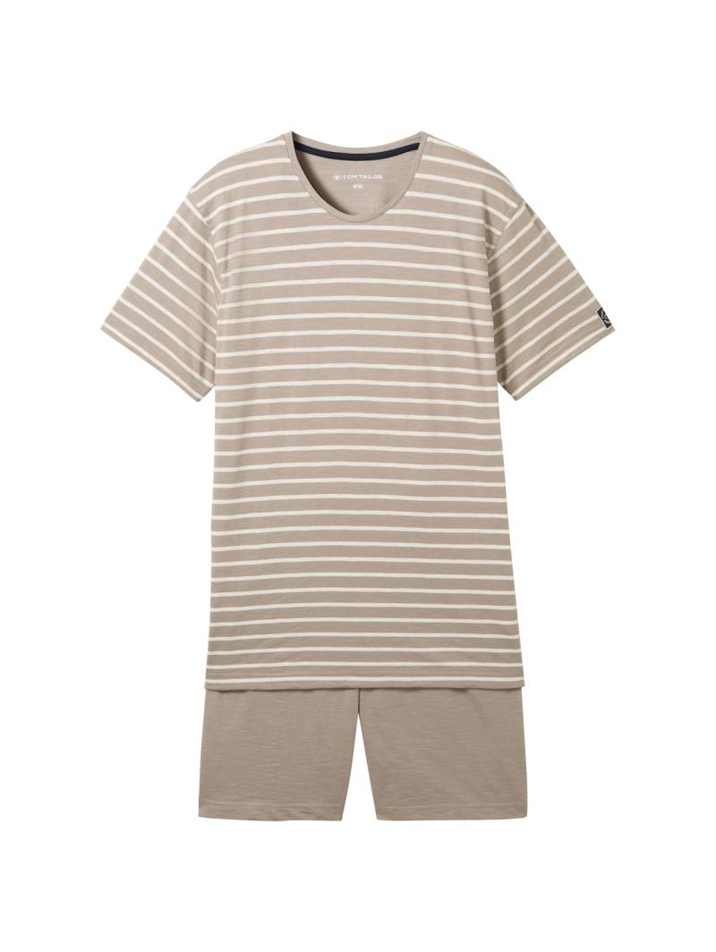 TOM TAILOR Herren Pyjama-Set mit Streifenmuster, grau, Gestreift, Gr. 52 von Tom Tailor
