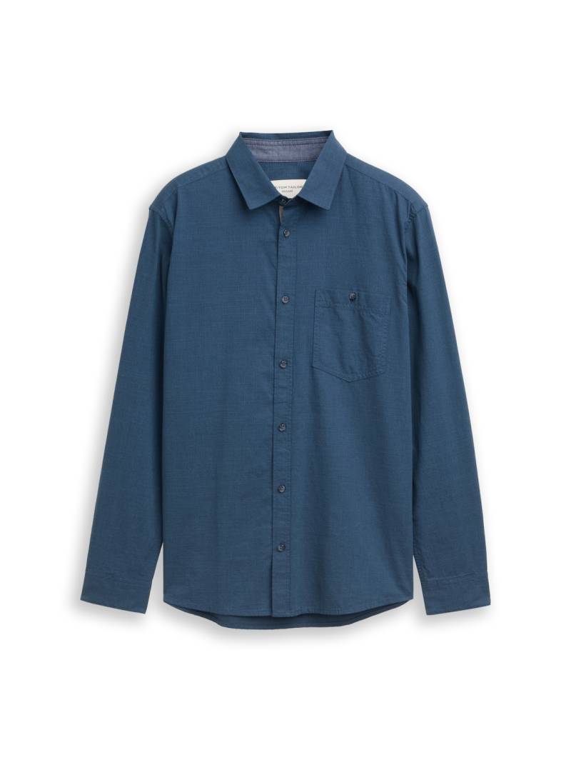 TOM TAILOR Herren Regular Fit Hemd mit Brusttasche, blau, Meliert, Gr. XS TOM TAILOR Herren Regular Fit Hemd mit Brusttasche, blau, Meliert, Gr. XS von Tom Tailor
