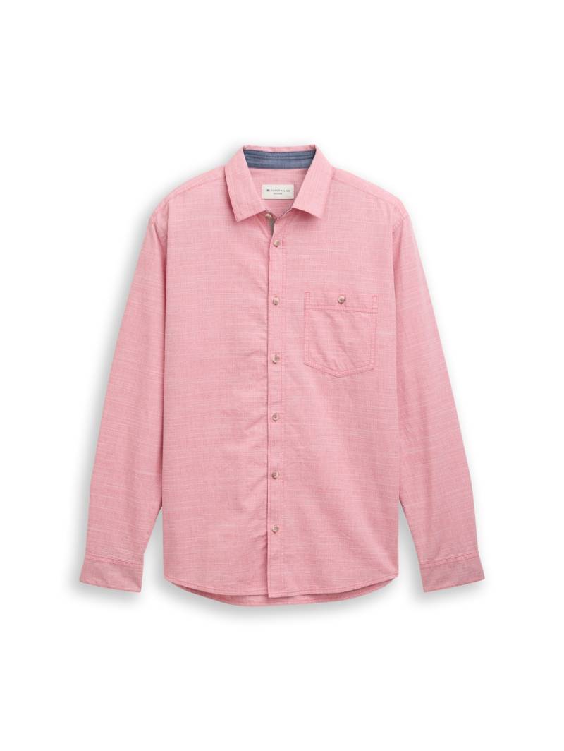 TOM TAILOR Herren Regular Fit Hemd mit Brusttasche, rot, Meliert, Gr. XXXL von Tom Tailor