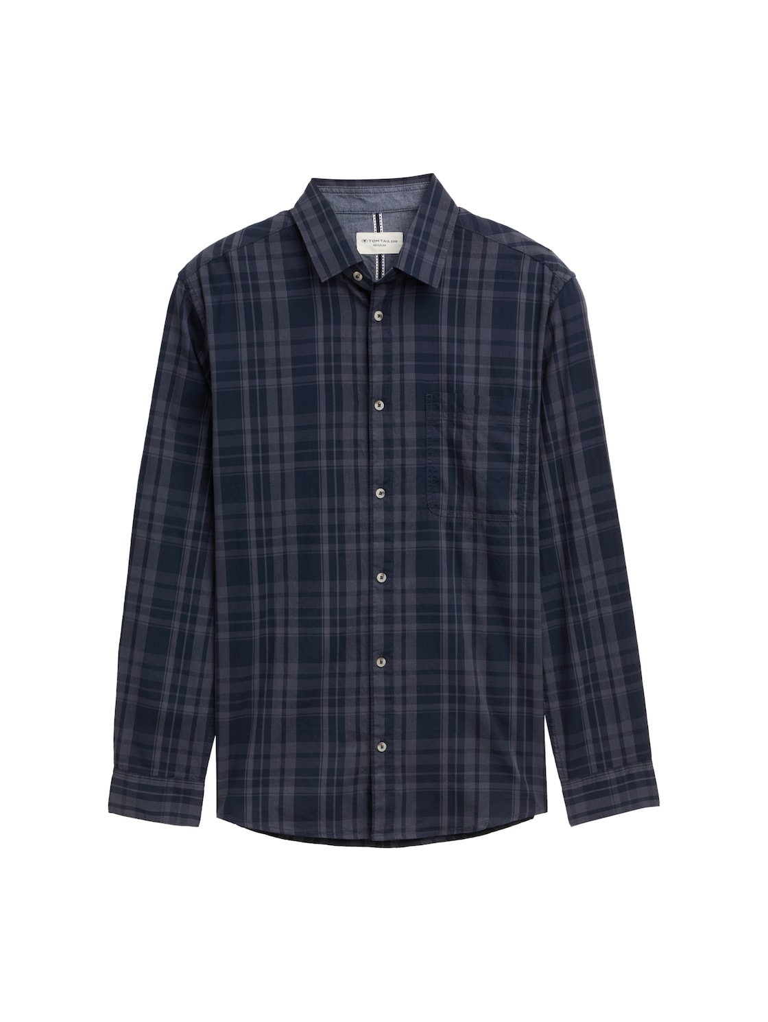 TOM TAILOR Herren Regular Fit Hemd mit Karo-Muster, blau, Kariert, Gr. L von Tom Tailor