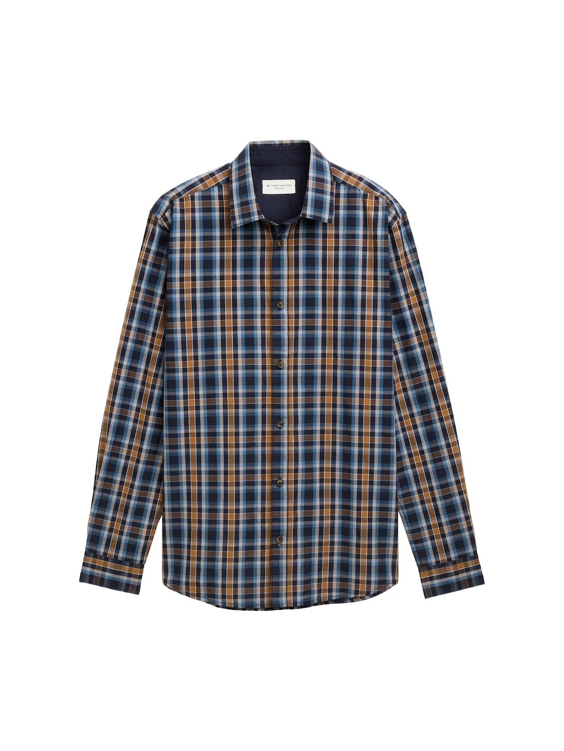TOM TAILOR Herren Regular Fit Hemd mit Karo-Muster, blau, Kariert, Gr. L von Tom Tailor