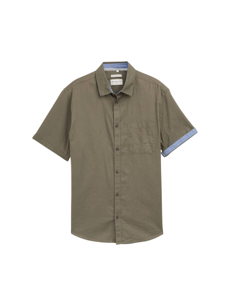 TOM TAILOR Herren Regular Fit Kurzarmhemd mit Leinenanteil, grün, Uni, Gr. XS TOM TAILOR Herren Regular Fit Kurzarmhemd mit Leinenanteil, grün, Uni, Gr. XS von Tom Tailor