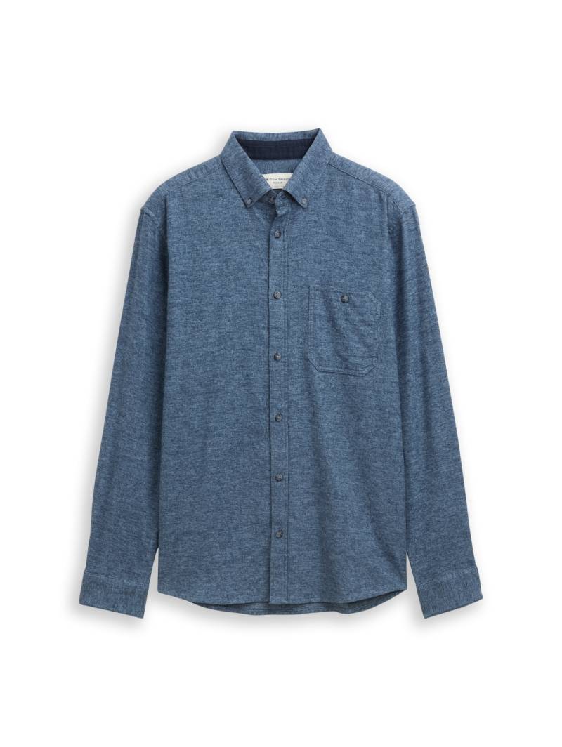 TOM TAILOR Herren Regular Fit Soft-Touch Hemd in Melange-Optik, blau, Meliert, Gr. XS von Tom Tailor