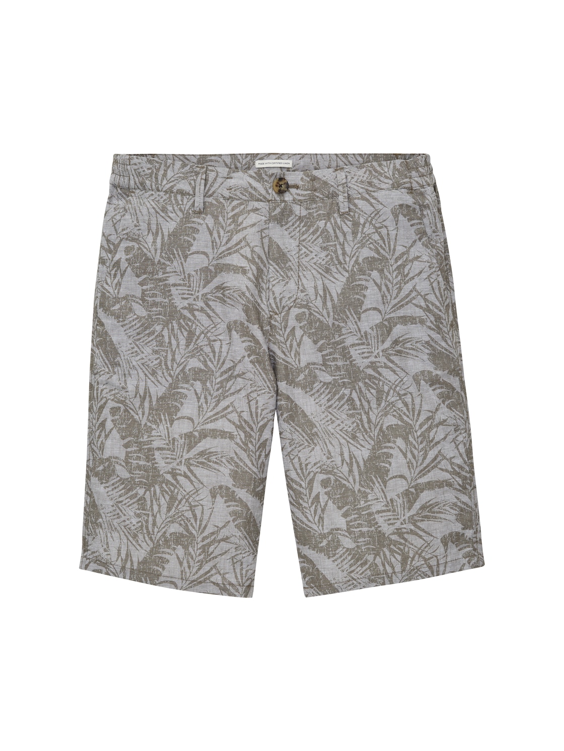 TOM TAILOR Herren Regular Shorts mit Leinen, grün, Allover Print, Gr. 31 von Tom Tailor