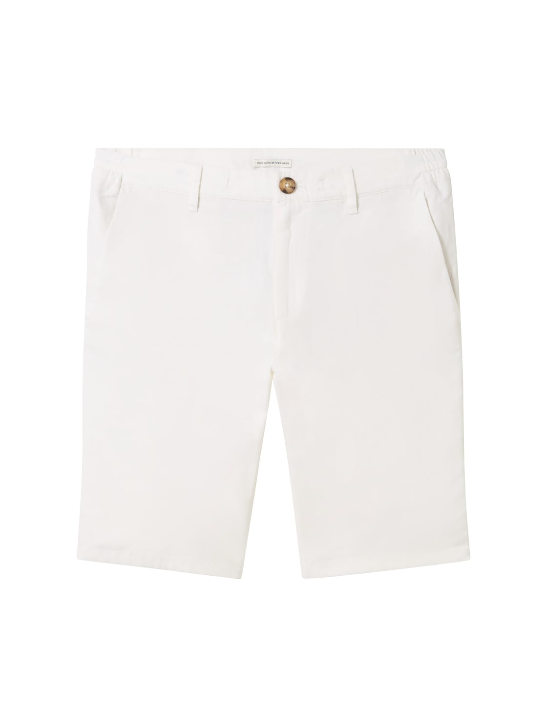 TOM TAILOR Herren Regular Shorts mit Leinen, weiß, Uni, Gr. 38 von Tom Tailor