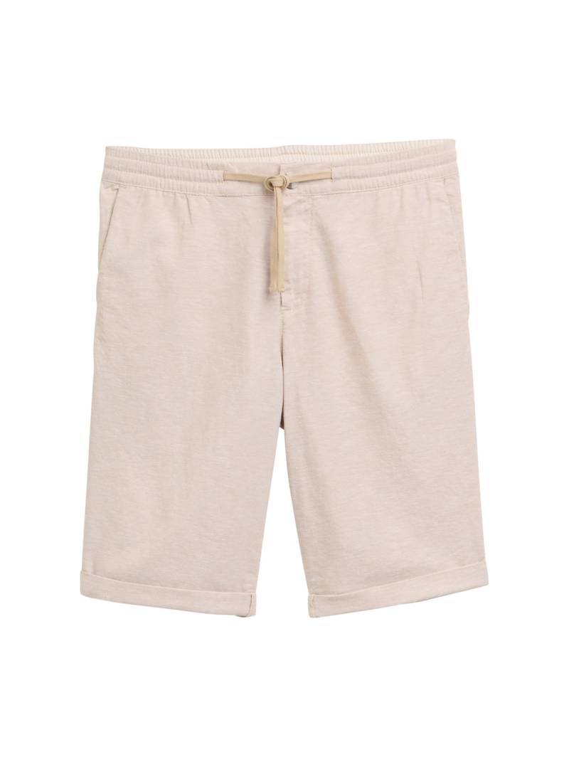 TOM TAILOR Herren Regular Shorts mit Leinenanteil, braun, Meliert, Gr. L von Tom Tailor
