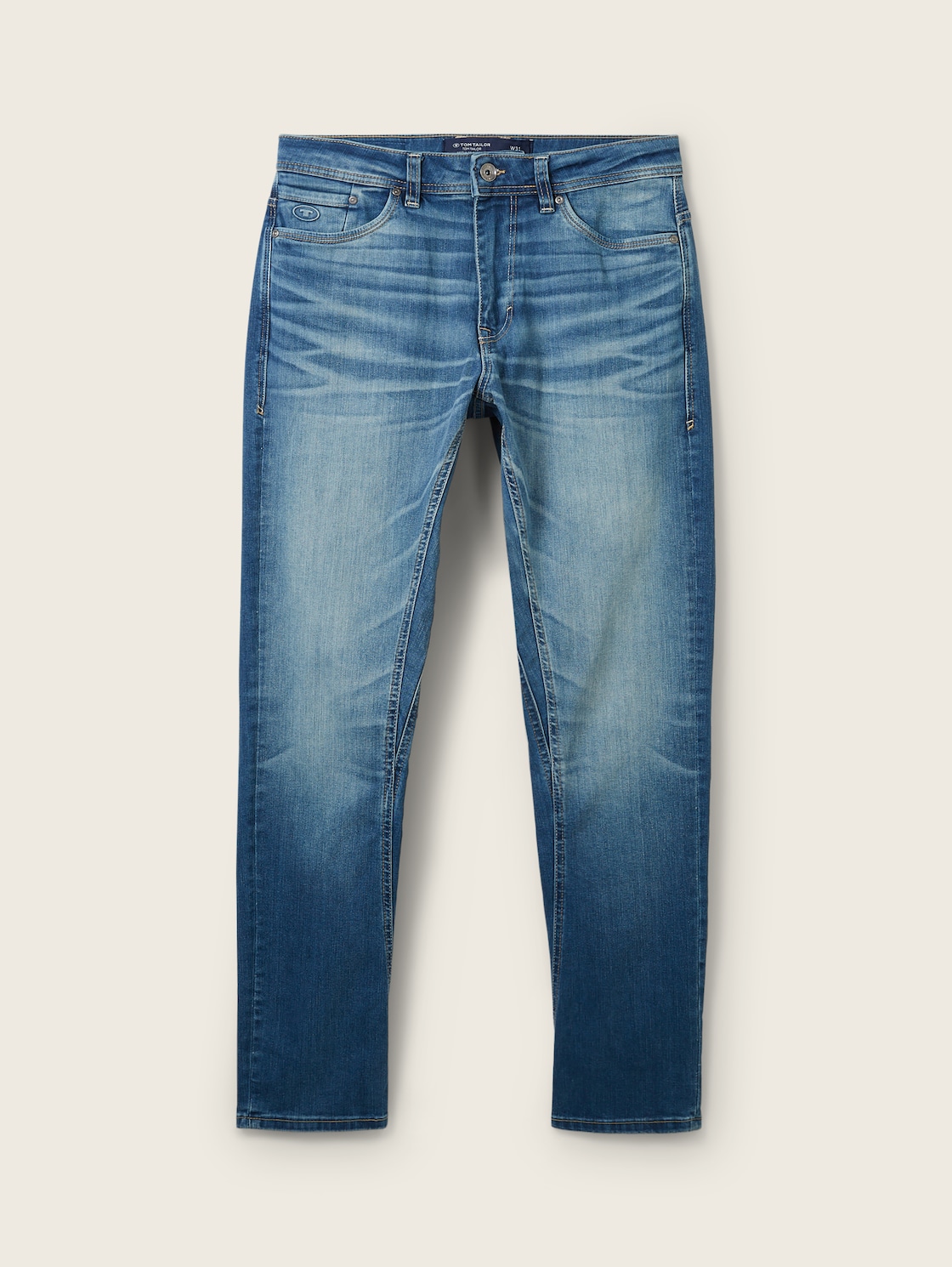 TOM TAILOR Herren Regular Tapered Jeans mit recycelter Baumwolle, blau, Uni, Gr. 31/32 von Tom Tailor