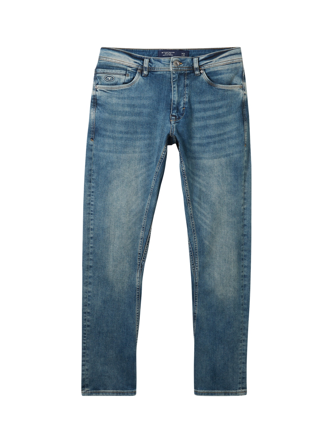 TOM TAILOR Herren Regular Tapered Jeans mit recycelter Baumwolle, blau, Uni, Gr. 31/34 von Tom Tailor