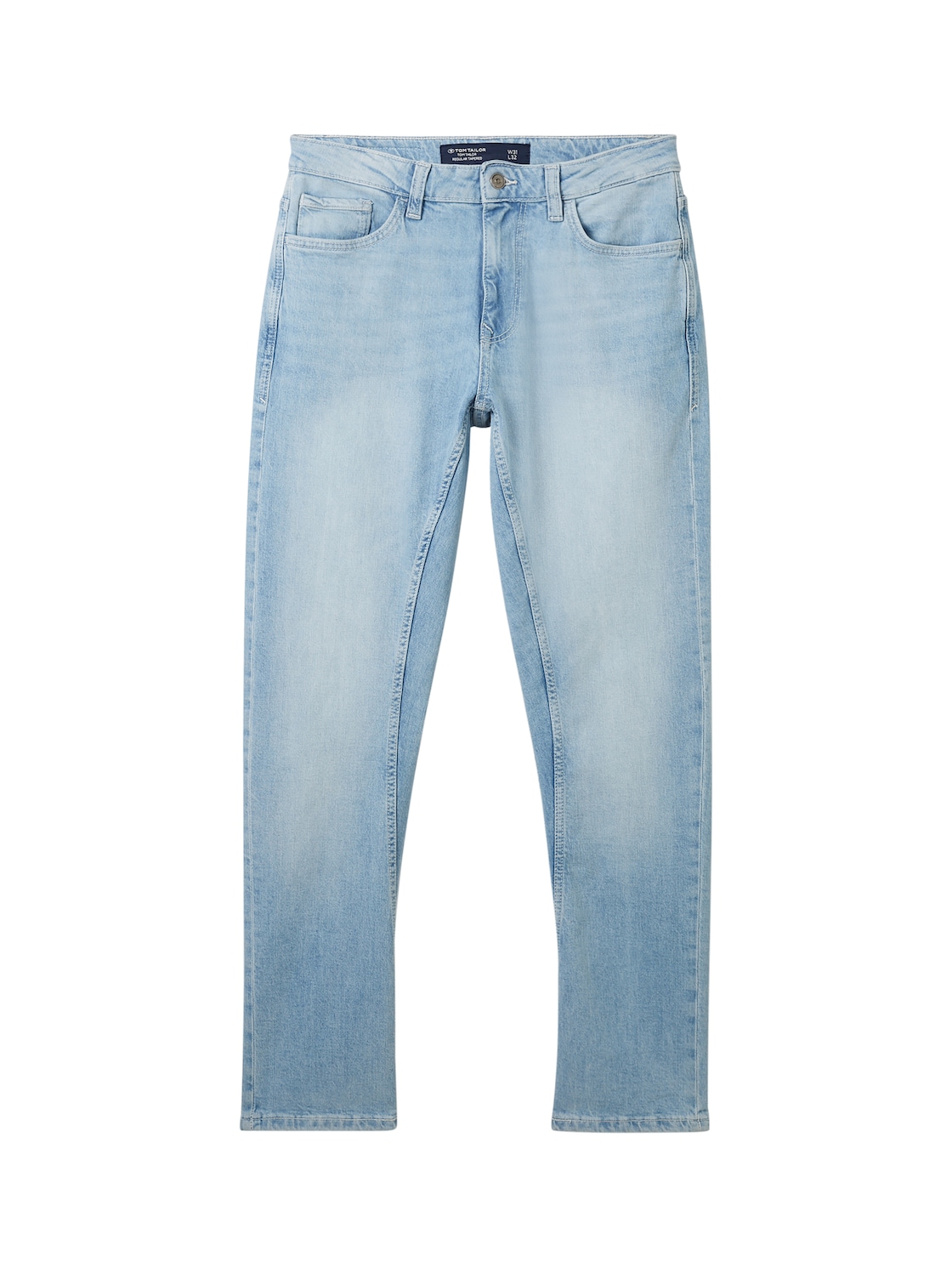 TOM TAILOR Herren Regular Tapered Jeans mit recycelter Baumwolle, blau, Uni, Gr. 33/32 von Tom Tailor