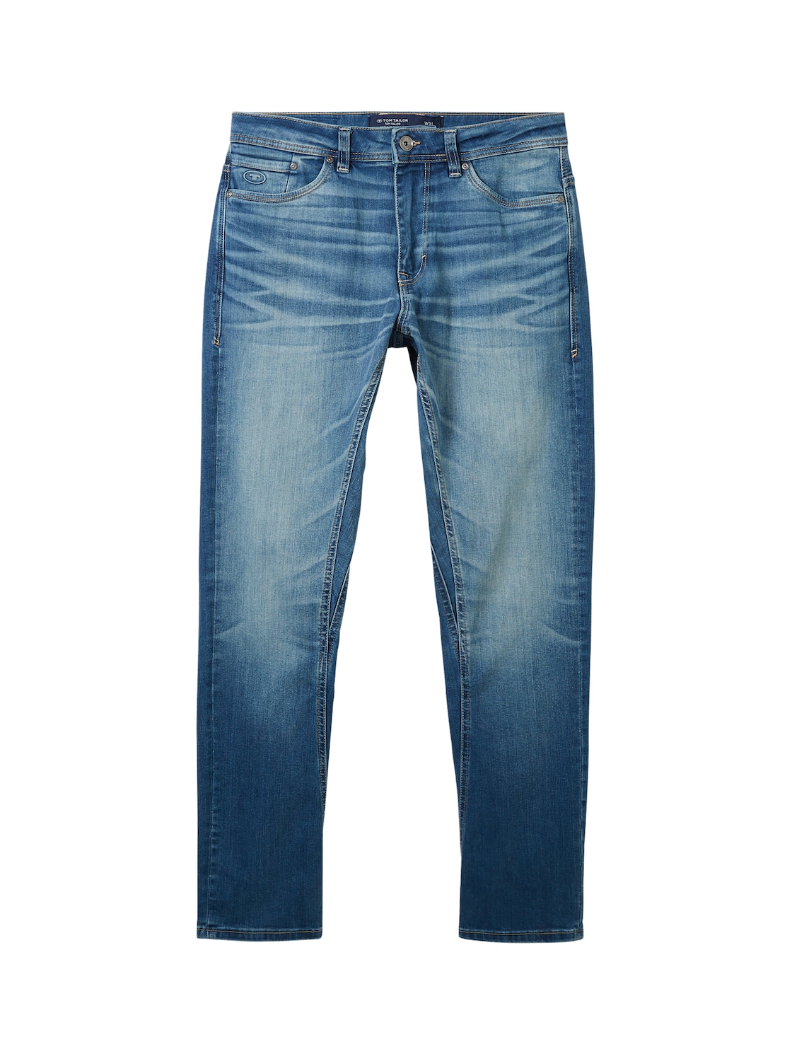 TOM TAILOR Herren Regular Tapered Jeans mit recycelter Baumwolle, blau, Uni, Gr. 34/32 von Tom Tailor
