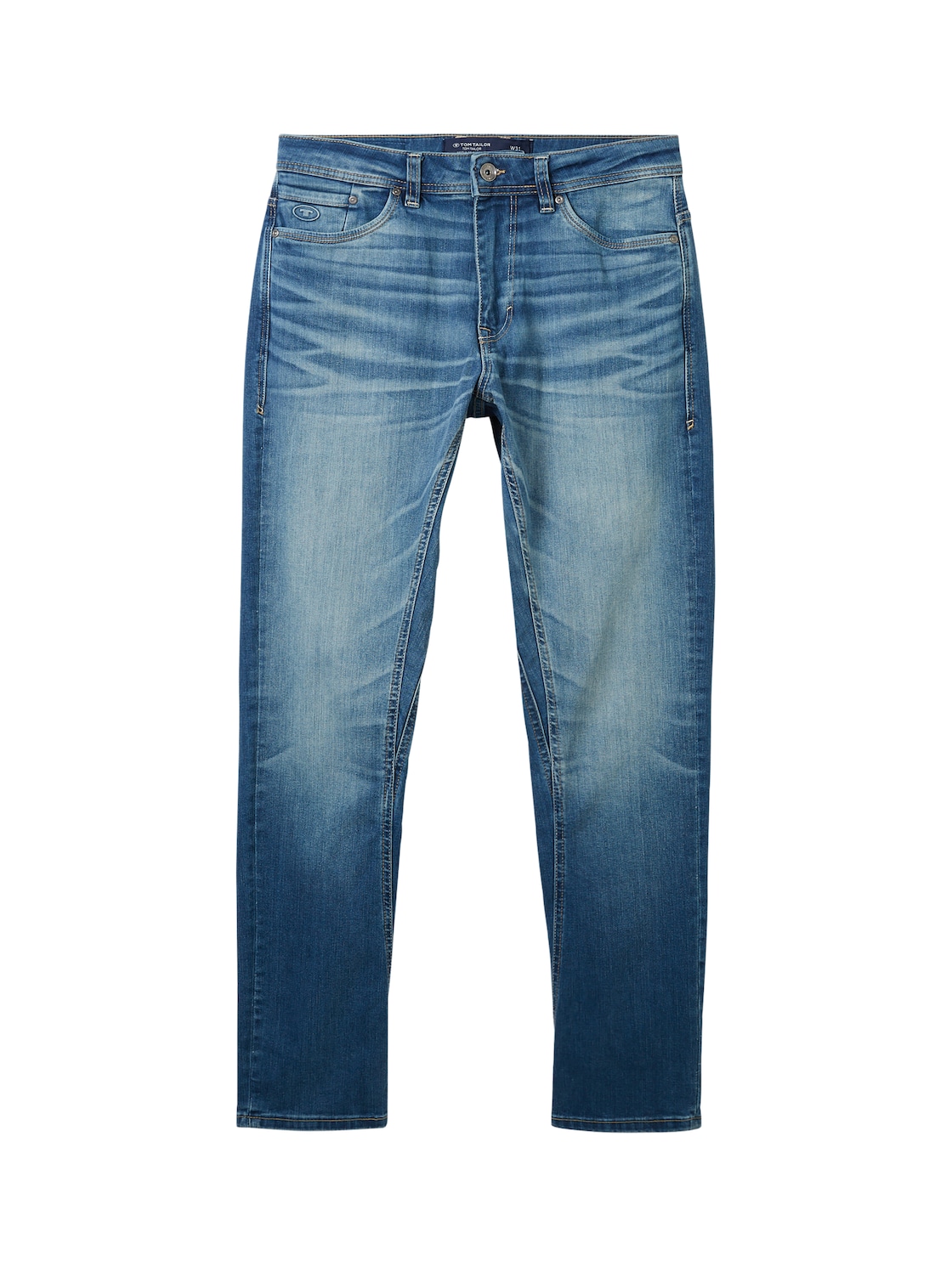 TOM TAILOR Herren Regular Tapered Jeans mit recycelter Baumwolle, blau, Uni, Gr. 36/36 von Tom Tailor