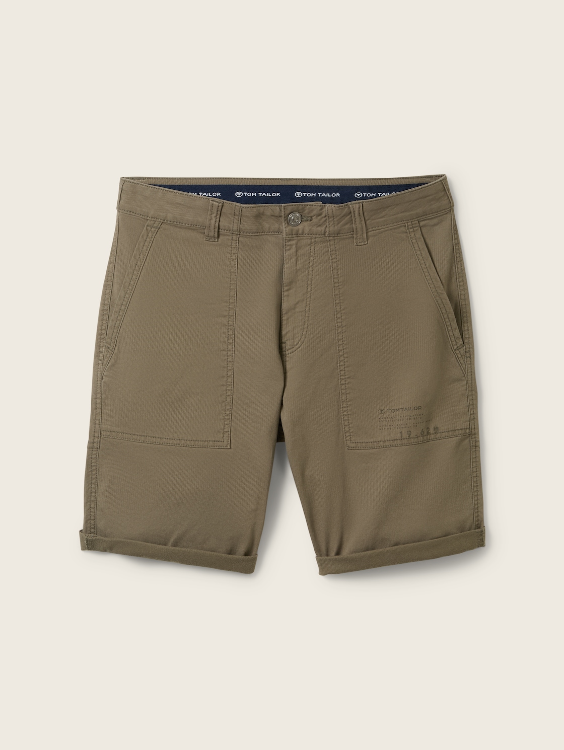 TOM TAILOR Herren Shorts mit Utility Details, grün, Uni, Gr. 36 von Tom Tailor