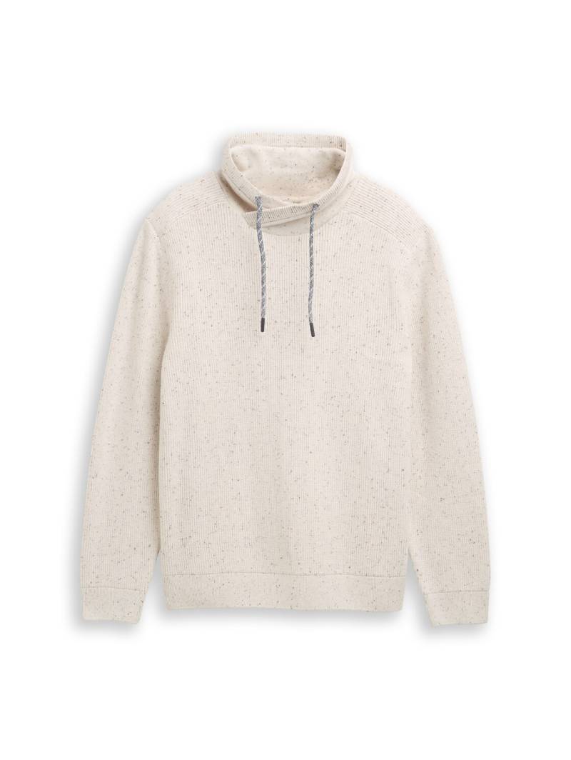 TOM TAILOR Herren Snood Strickpullover in Melange-Optik, weiß, Meliert, Gr. XXL von Tom Tailor