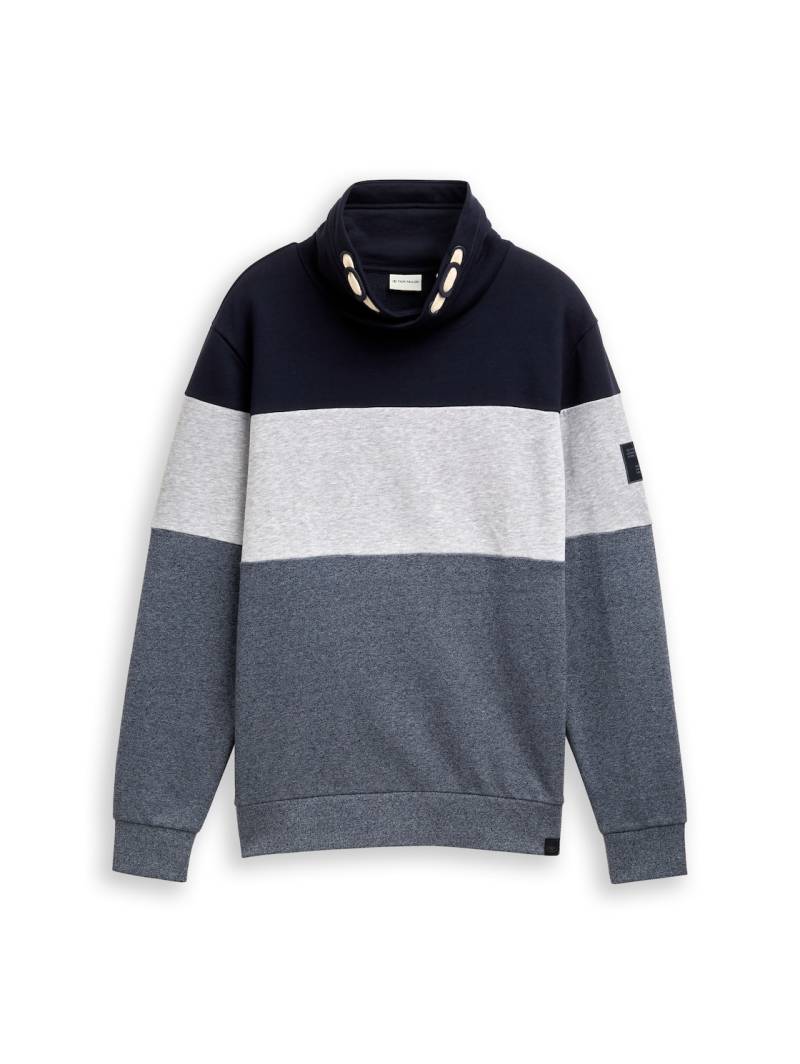 TOM TAILOR Herren Snood Sweatshirt mit Colour Blocking, blau, Colour Blocking, Gr. M TOM TAILOR Herren Snood Sweatshirt mit Colour Blocking, blau, Colour Blocking, Gr. M von Tom Tailor