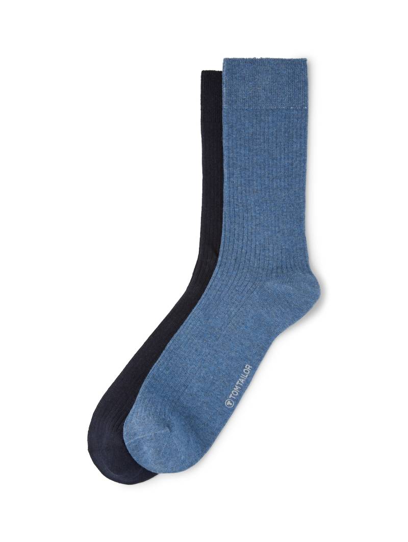 TOM TAILOR Herren Socken im 2er-Pack, blau, Uni, Gr. 43-46 von Tom Tailor