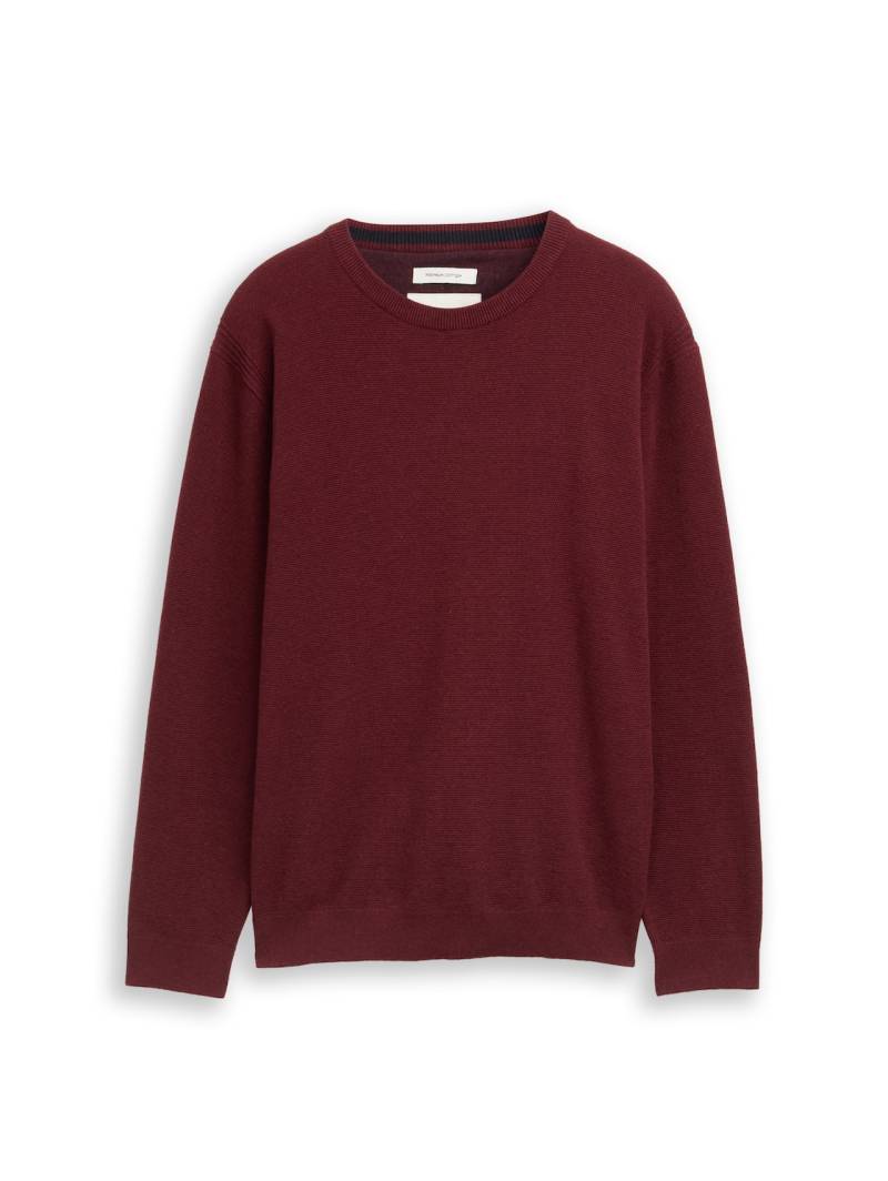 TOM TAILOR Herren Strickpullover aus Bio-Baumwolle, rot, Meliert, Gr. S TOM TAILOR Herren Strickpullover aus Bio-Baumwolle, rot, Meliert, Gr. S von Tom Tailor