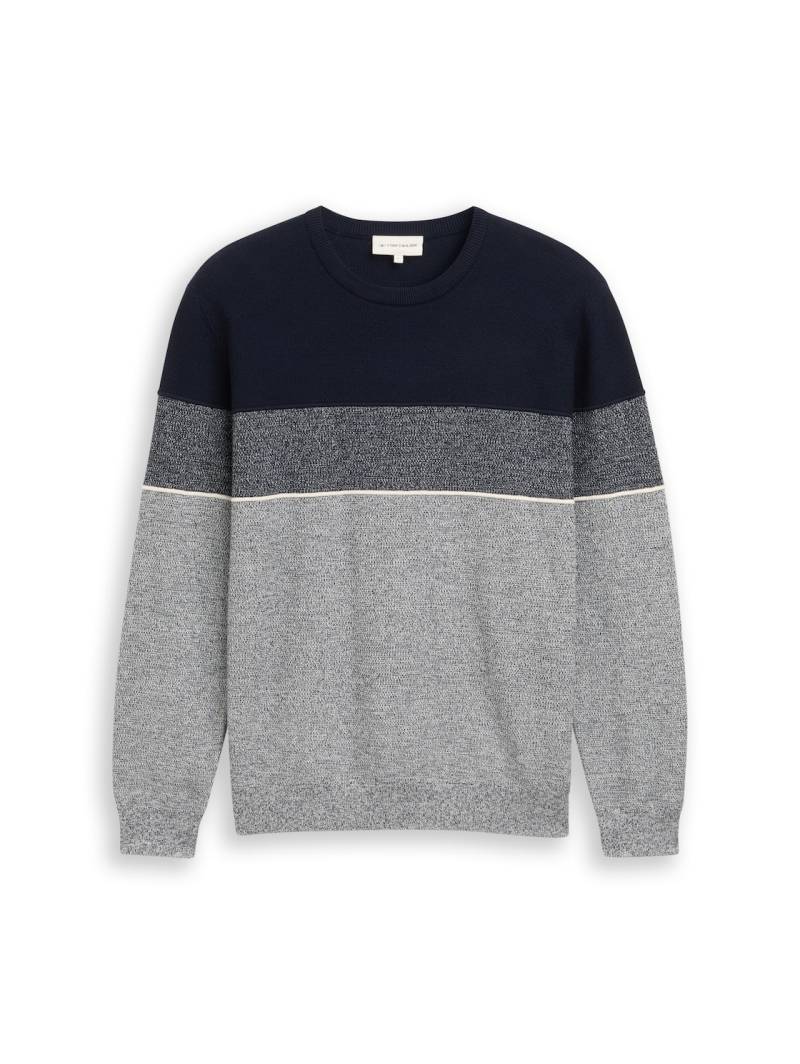 TOM TAILOR Herren Strickpullover mit Colour Blocking, rot, Colour Blocking, Gr. XXL von Tom Tailor