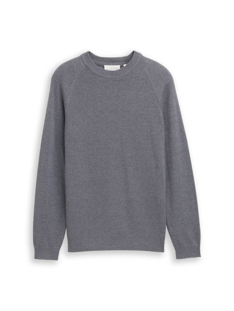 TOM TAILOR Herren Strickpullover mit Wollanteil, grau, Meliert, Gr. XXXL von Tom Tailor