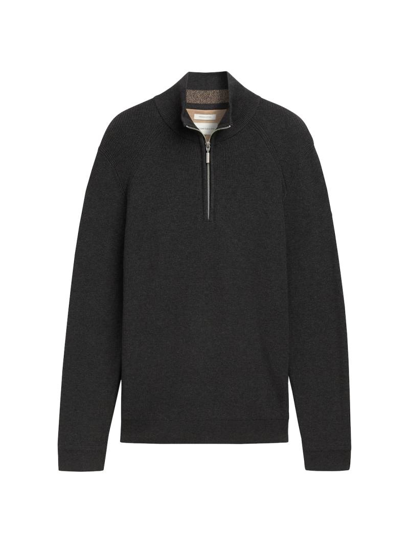 TOM TAILOR Herren Strukturierter Strick Troyer, schwarz, Uni, Gr. L von Tom Tailor