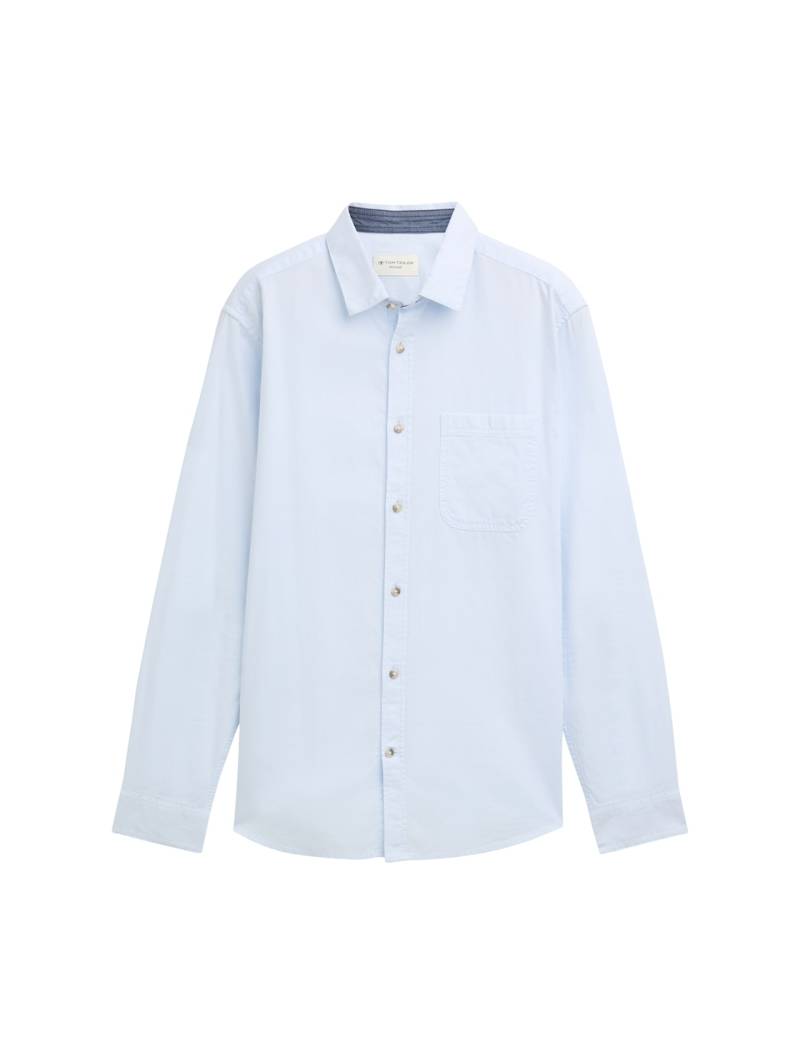 TOM TAILOR Herren Strukturiertes Hemd mit Brusttasche, blau, Uni, Gr. XXXL von Tom Tailor