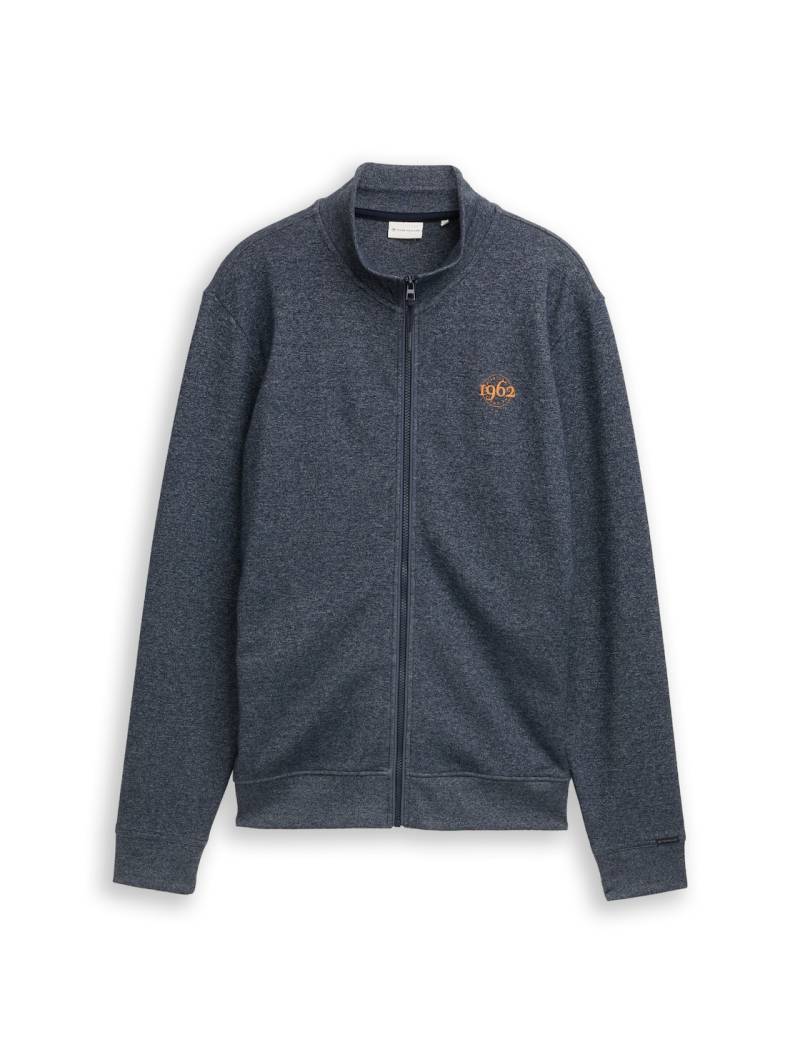 TOM TAILOR Herren Sweatjacke in Melange-Optik, blau, Meliert, Gr. M von Tom Tailor