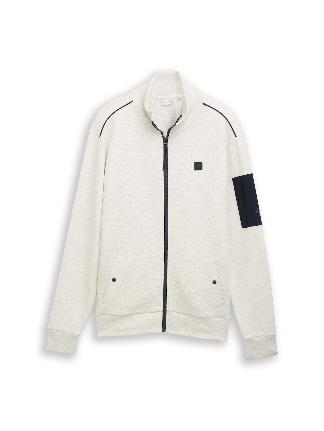 TOM TAILOR Herren Sweatjacke mit Ärmeltasche, weiß, Meliert, Gr. M von Tom Tailor