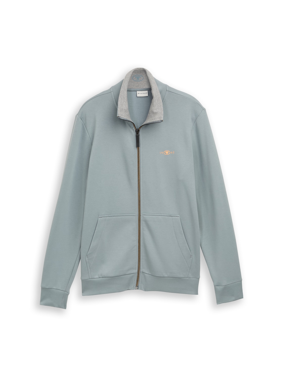 TOM TAILOR Herren Sweatjacke mit Stehkragen, grün, Uni, Gr. S von Tom Tailor