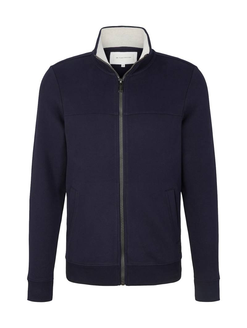 TOM TAILOR Herren Sweatjacke mit Ziernaht, blau, Uni, Gr. XL von Tom Tailor