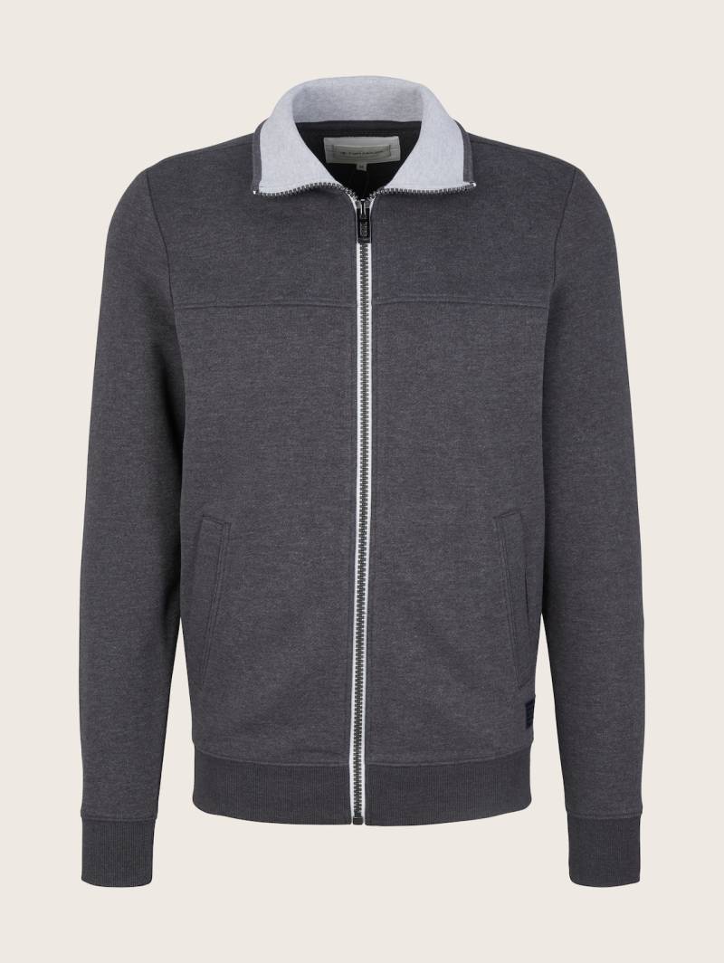 TOM TAILOR Herren Sweatjacke mit Ziernaht, grau, Uni, Gr. XXXL von Tom Tailor