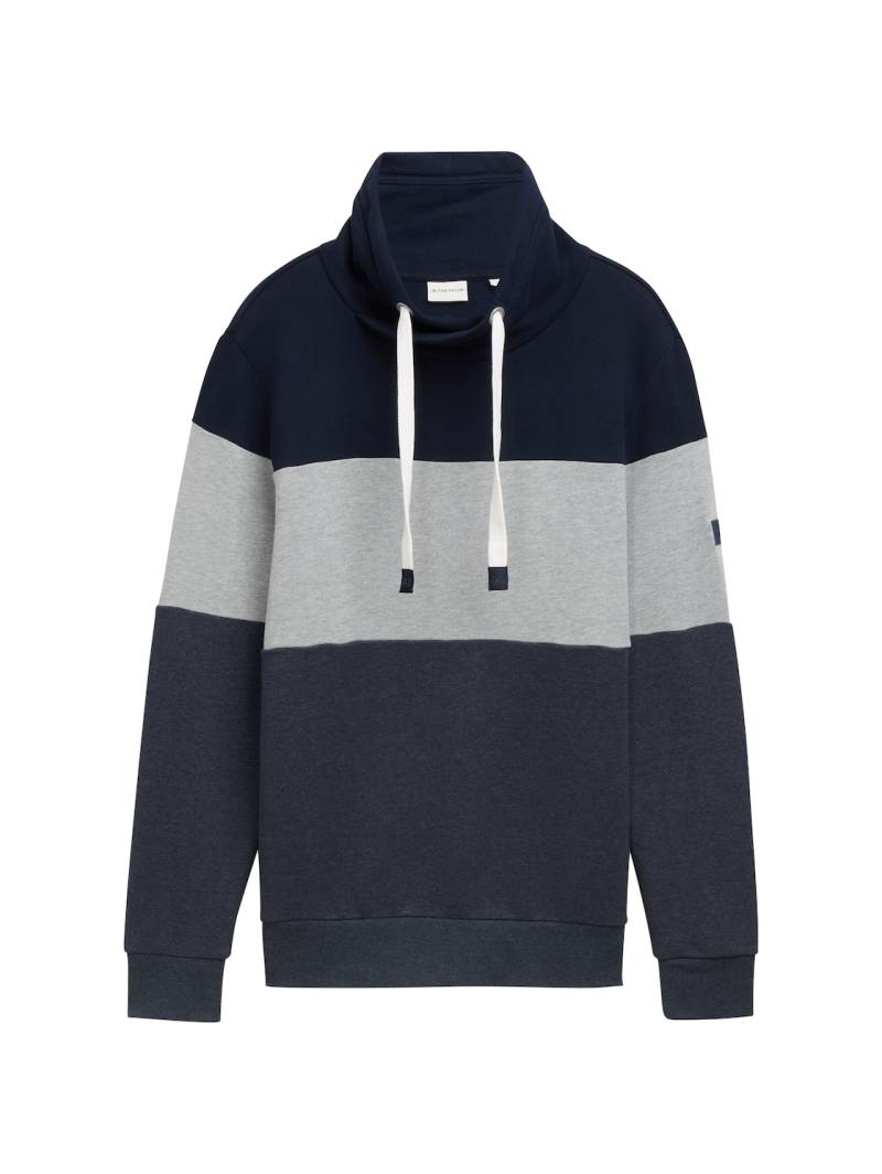TOM TAILOR Herren Sweatshirt mit Colour Blocking, blau, Colour Blocking, Gr. XL von Tom Tailor