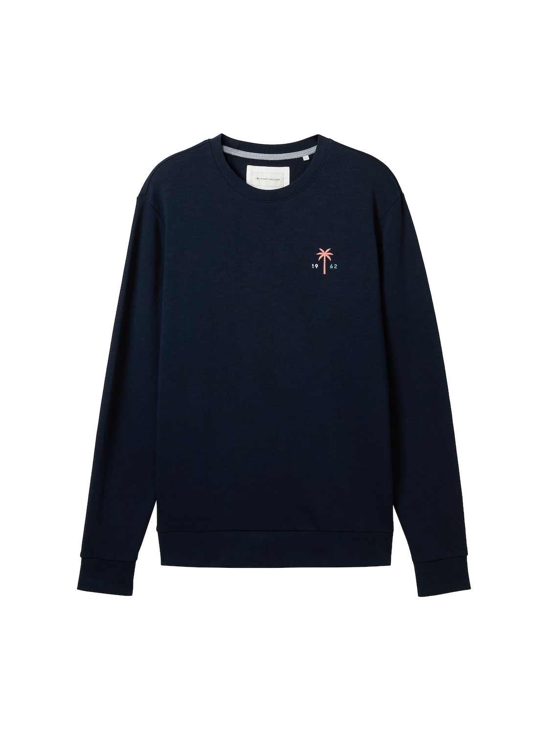 TOM TAILOR Herren Sweatshirt mit Stickerei, blau, Uni, Gr. L von Tom Tailor