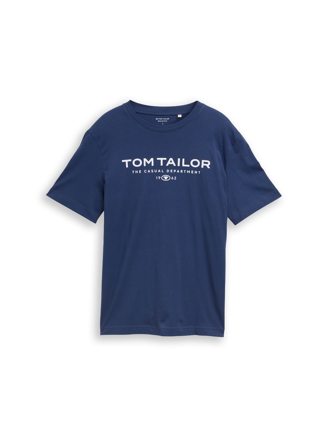 TOM TAILOR Herren T-Shirt aus Baumwolle mit Logo-Print, blau, Uni, Gr. XXL von Tom Tailor