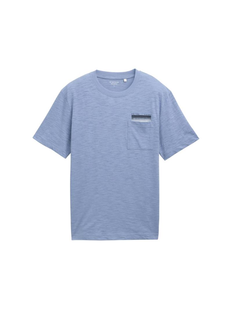 TOM TAILOR Herren T-Shirt mit Brusttasche, blau, Uni, Gr. S von Tom Tailor